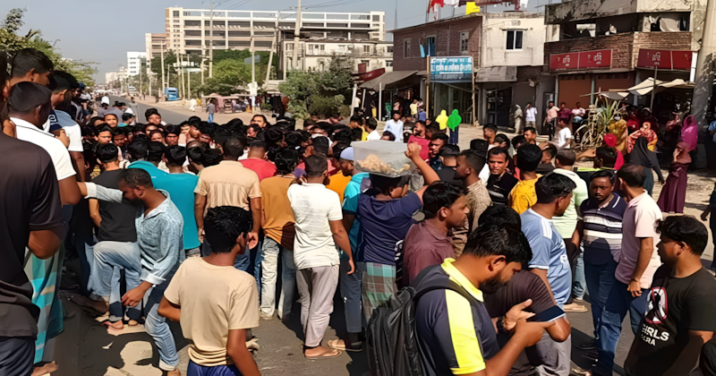 গাজীপুরে আজও শ্রমিকদের সড়ক অবরোধ, বন্ধ যান চলাচল